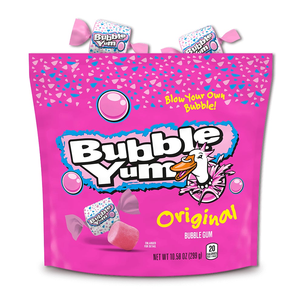 share sized bag of bubble yum original flavor bubble gum